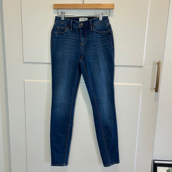 Jessica Simpson Denim - Jessica Simpson Kiss Me Super Skinny Jeans Dark Wash Blue Stretch Size‎ 26